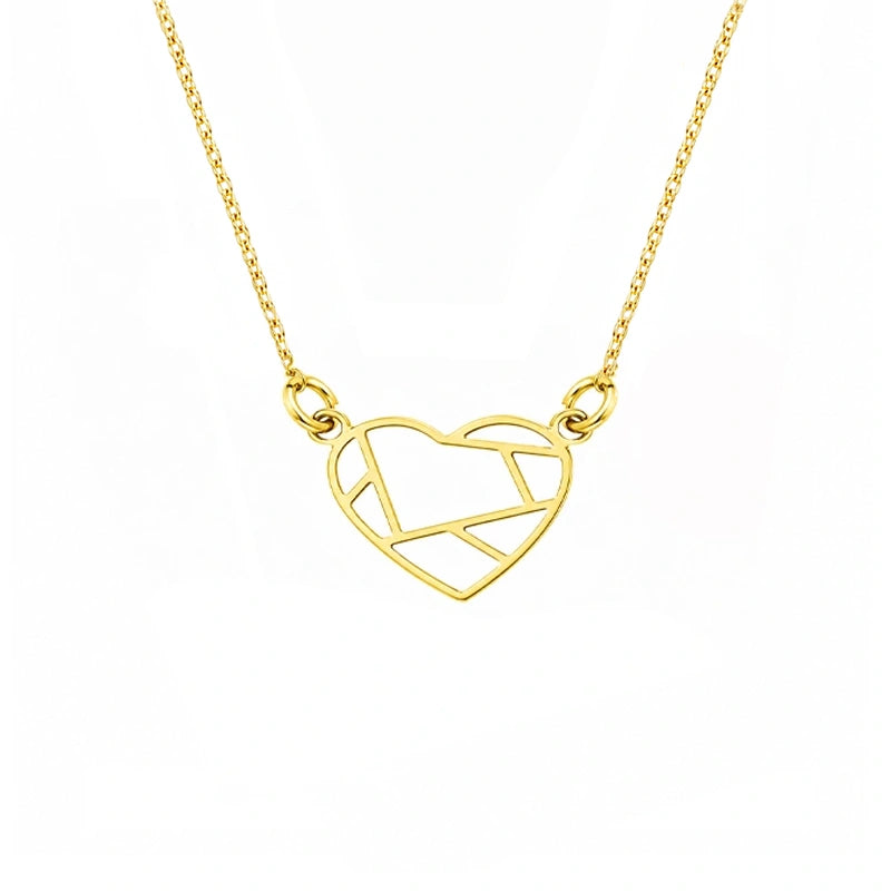 Halskette aus Gold mit geometrischem Herz