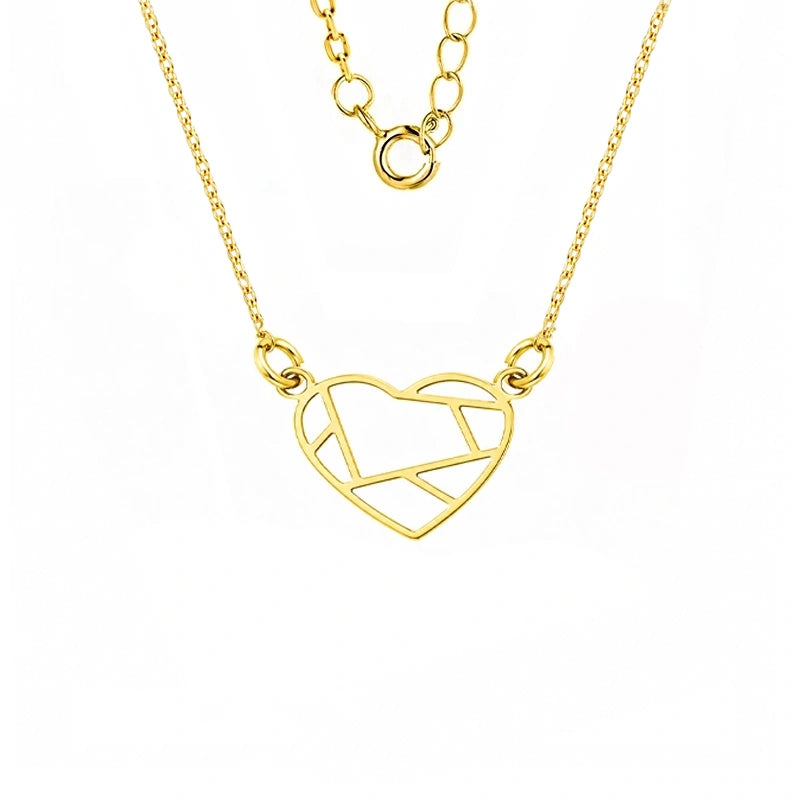 Halskette aus Gold mit geometrischem Herz