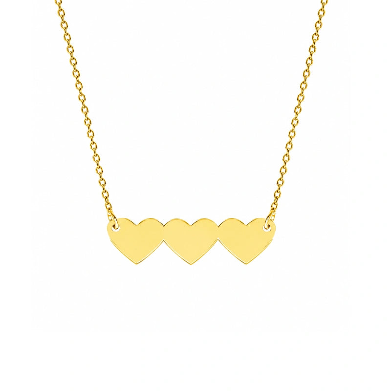 Halskette in Gold mit drei Herzen