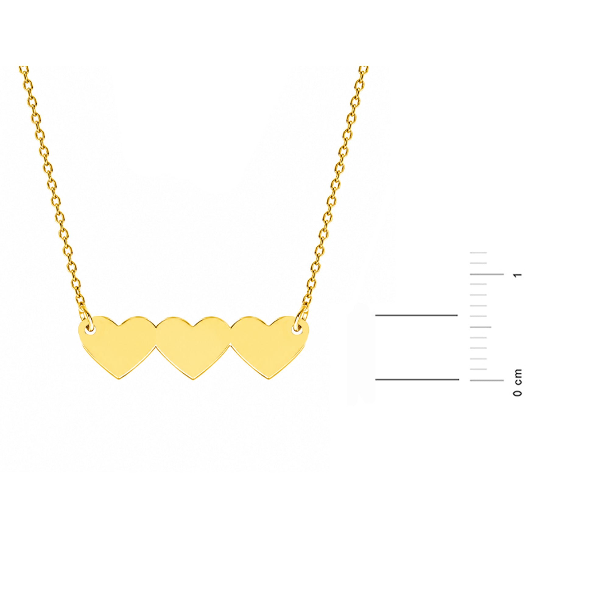 Halskette in Gold mit drei Herzen