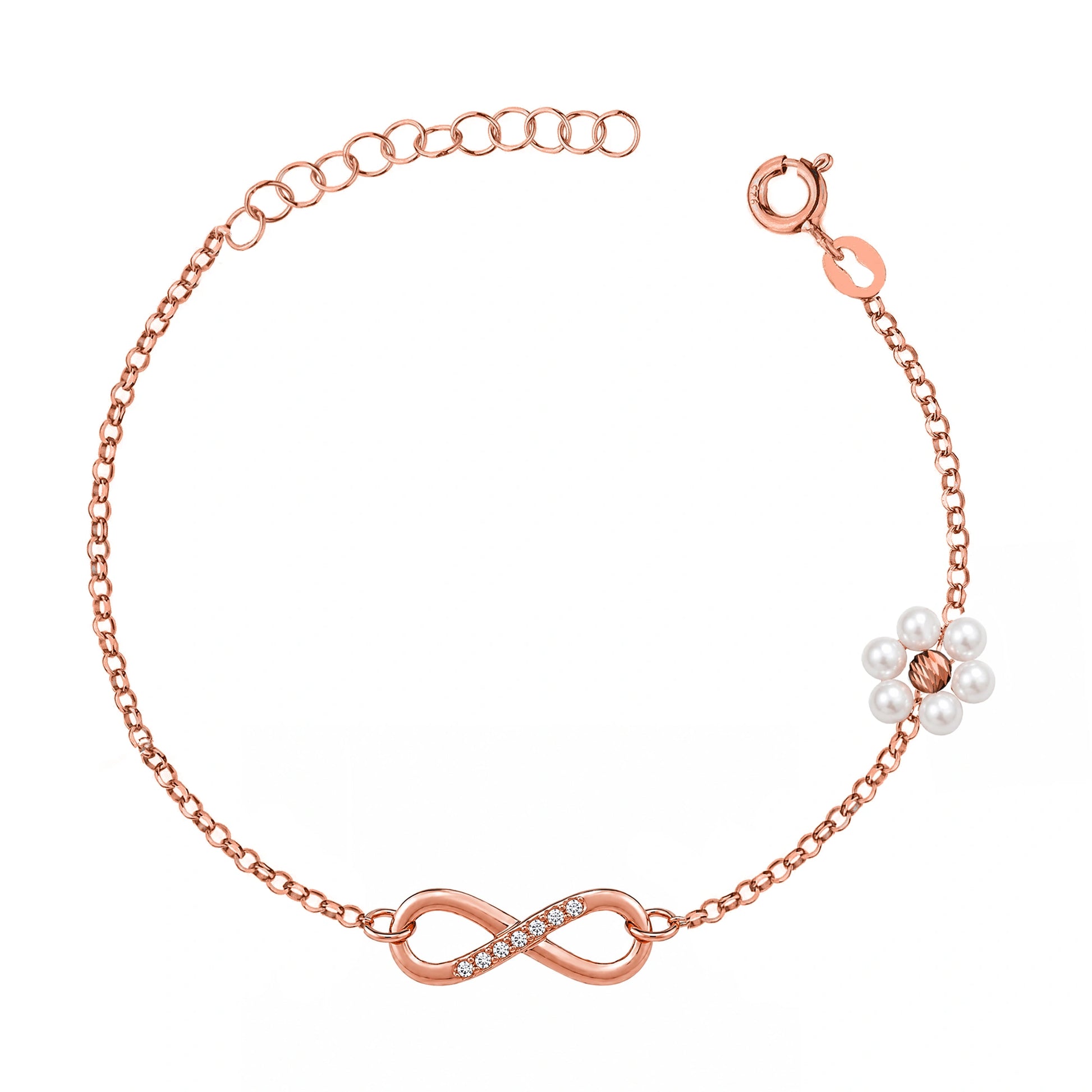 Bracciale Rosè Fiore Perla e Infinito