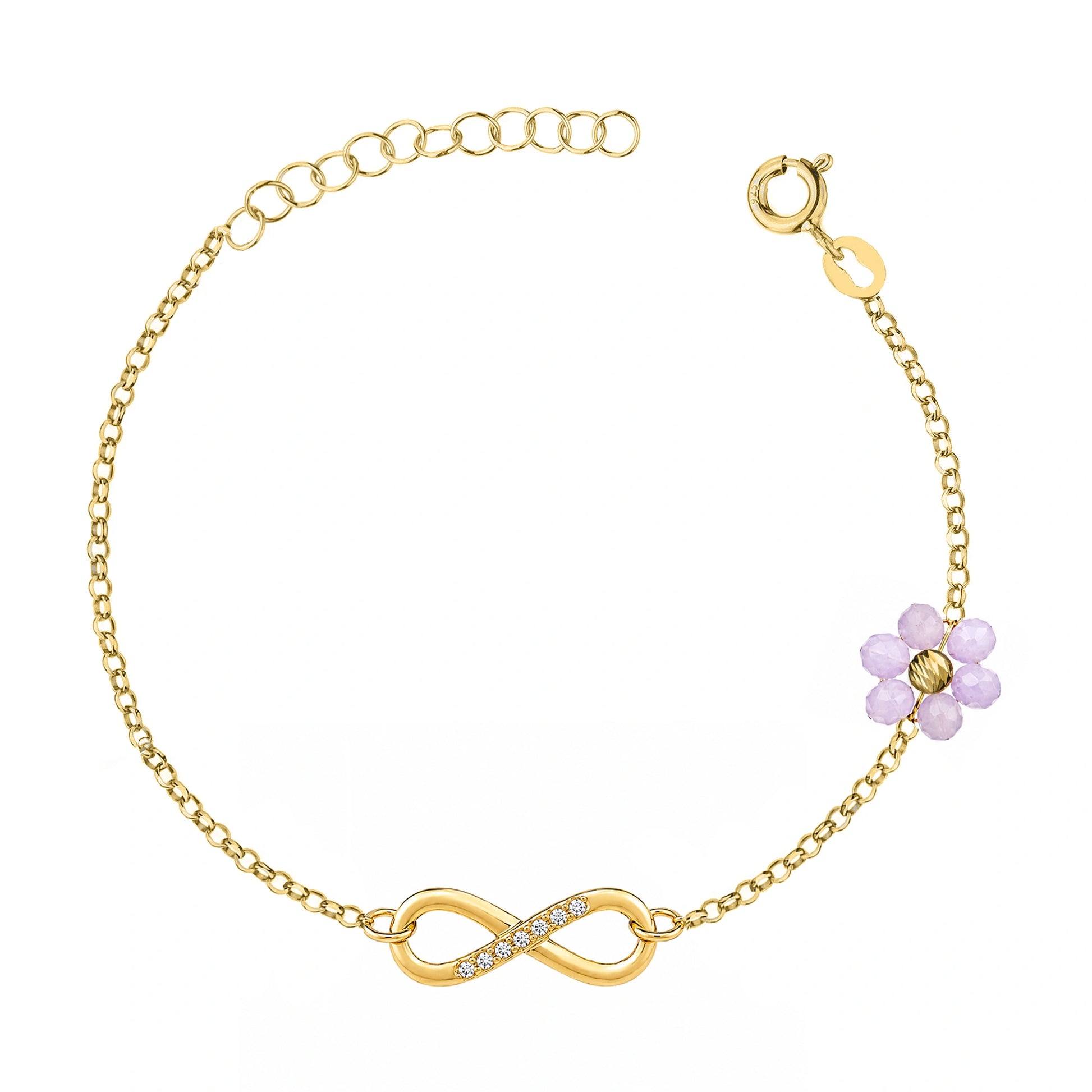 Pulsera Dorada Flor e Infinito