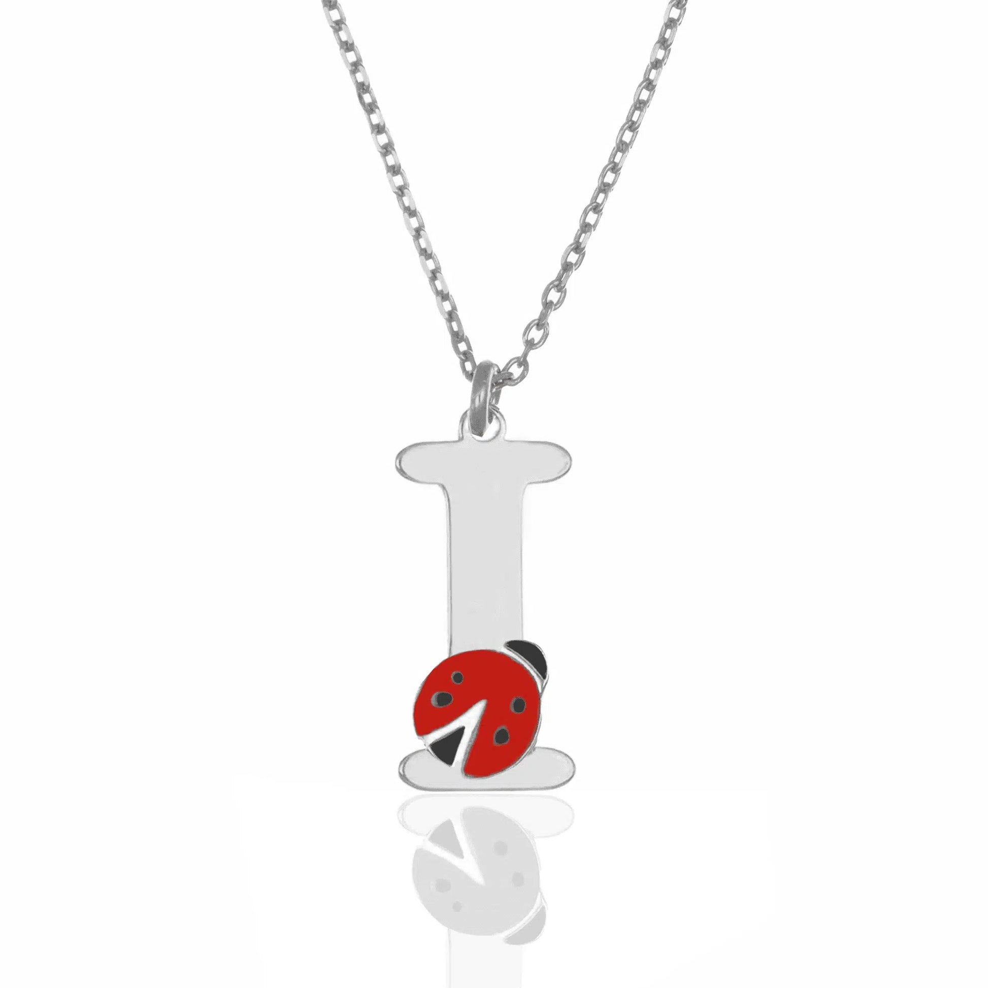 Collana con Lettera e Coccinella Smaltata