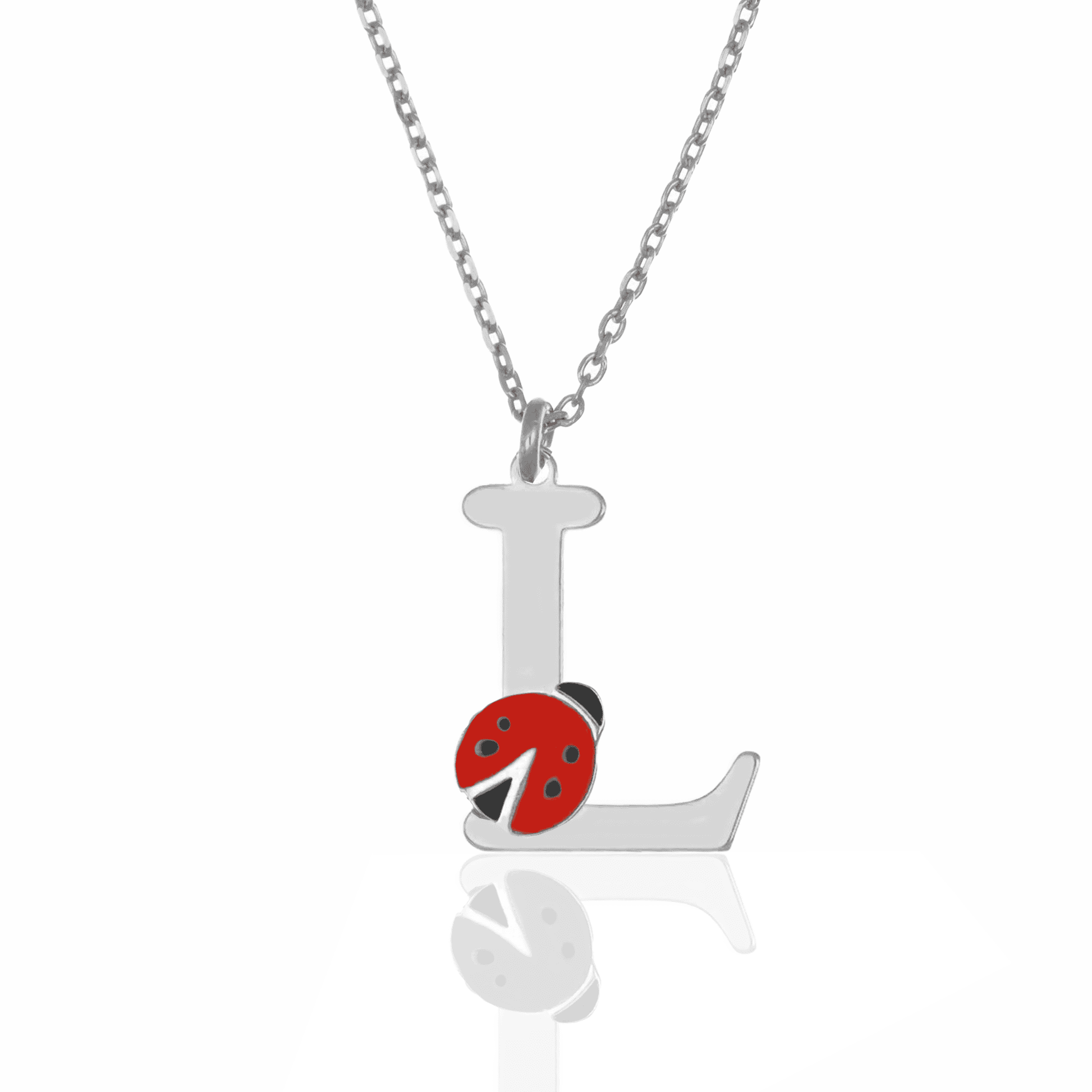 Collana con Lettera e Coccinella Smaltata