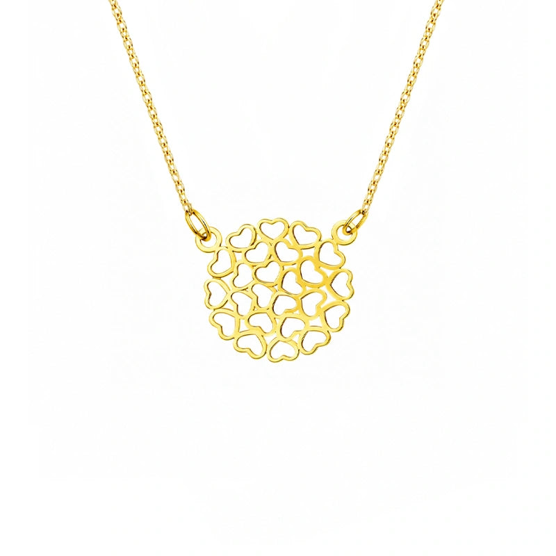 Gold Necklace with Dotted Hearts