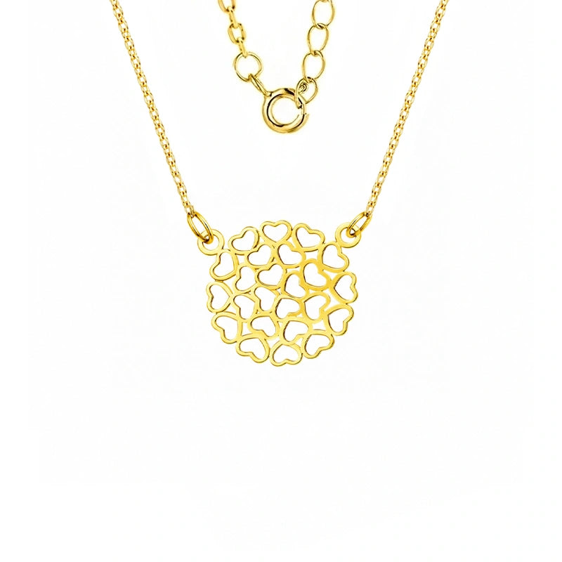 Gold Necklace with Dotted Hearts