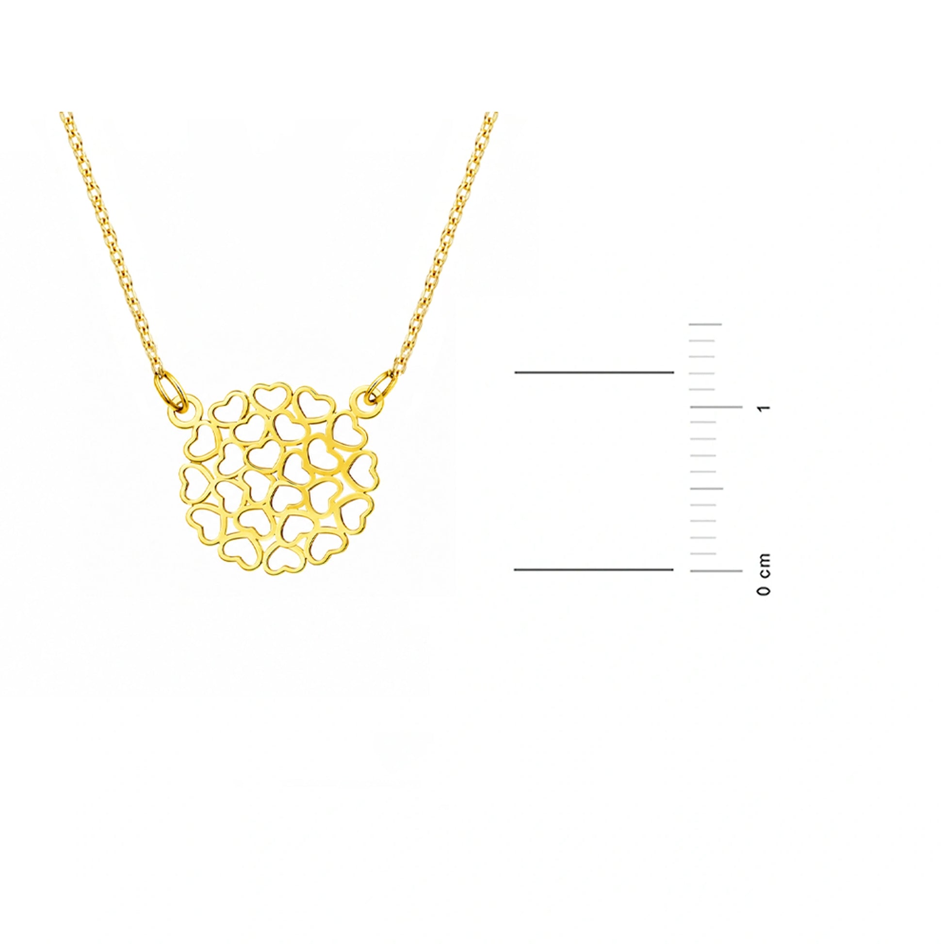 Gold Necklace with Dotted Hearts