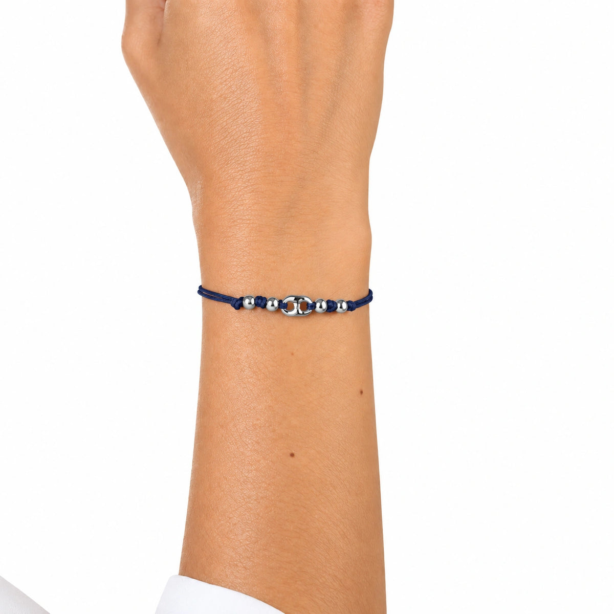 Bracciale Marina Argento Rodiato Cordino e Sfere