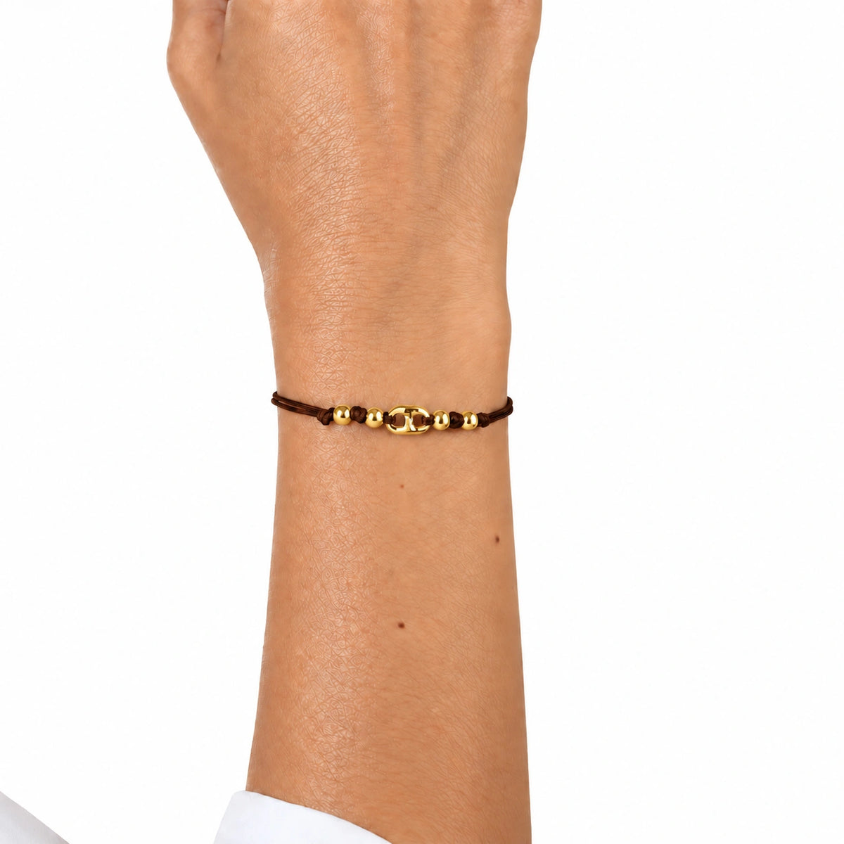 Bracciale Marina Argento Rodiato Cordino e Sfere