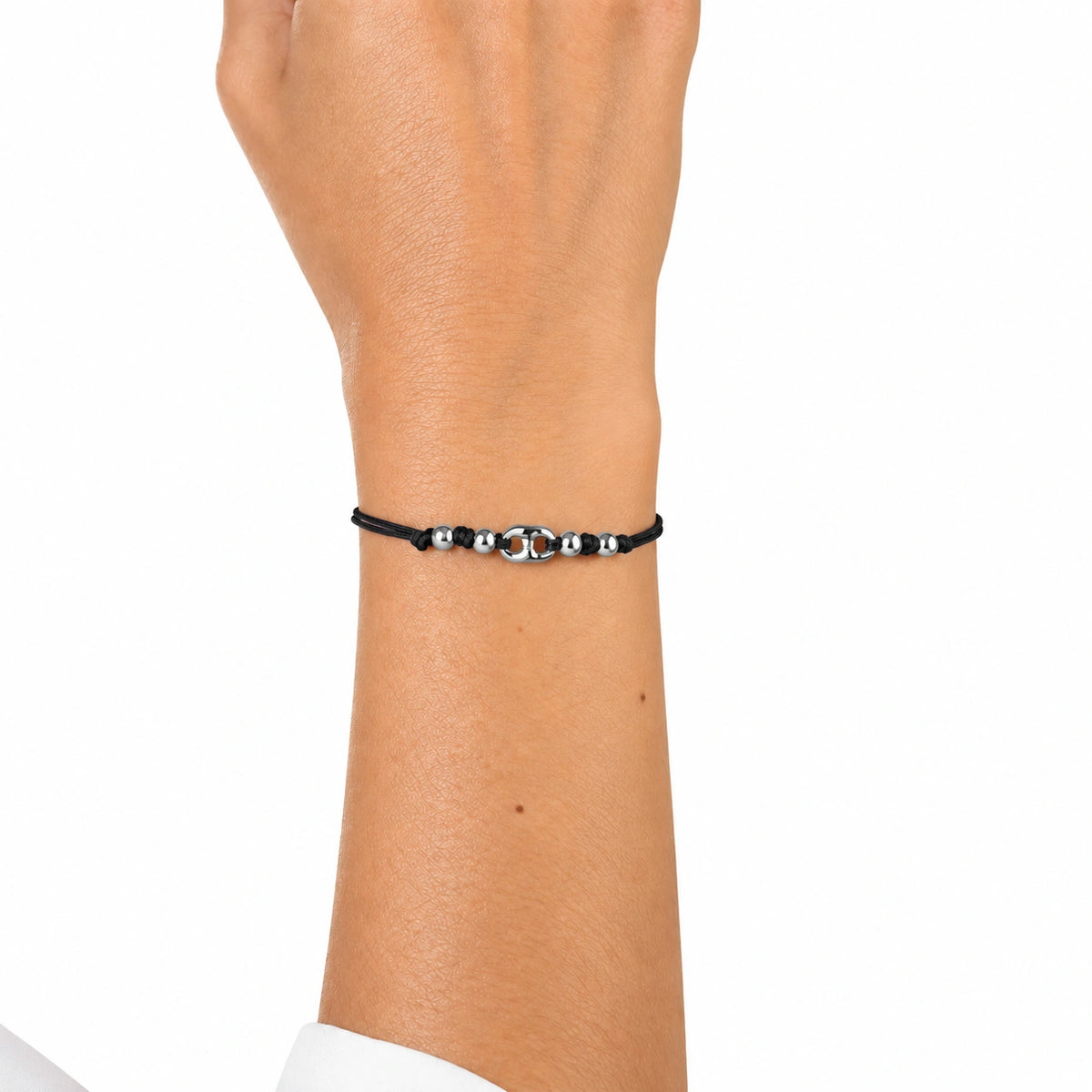 Bracciale Marina Argento Rodiato Cordino e Sfere