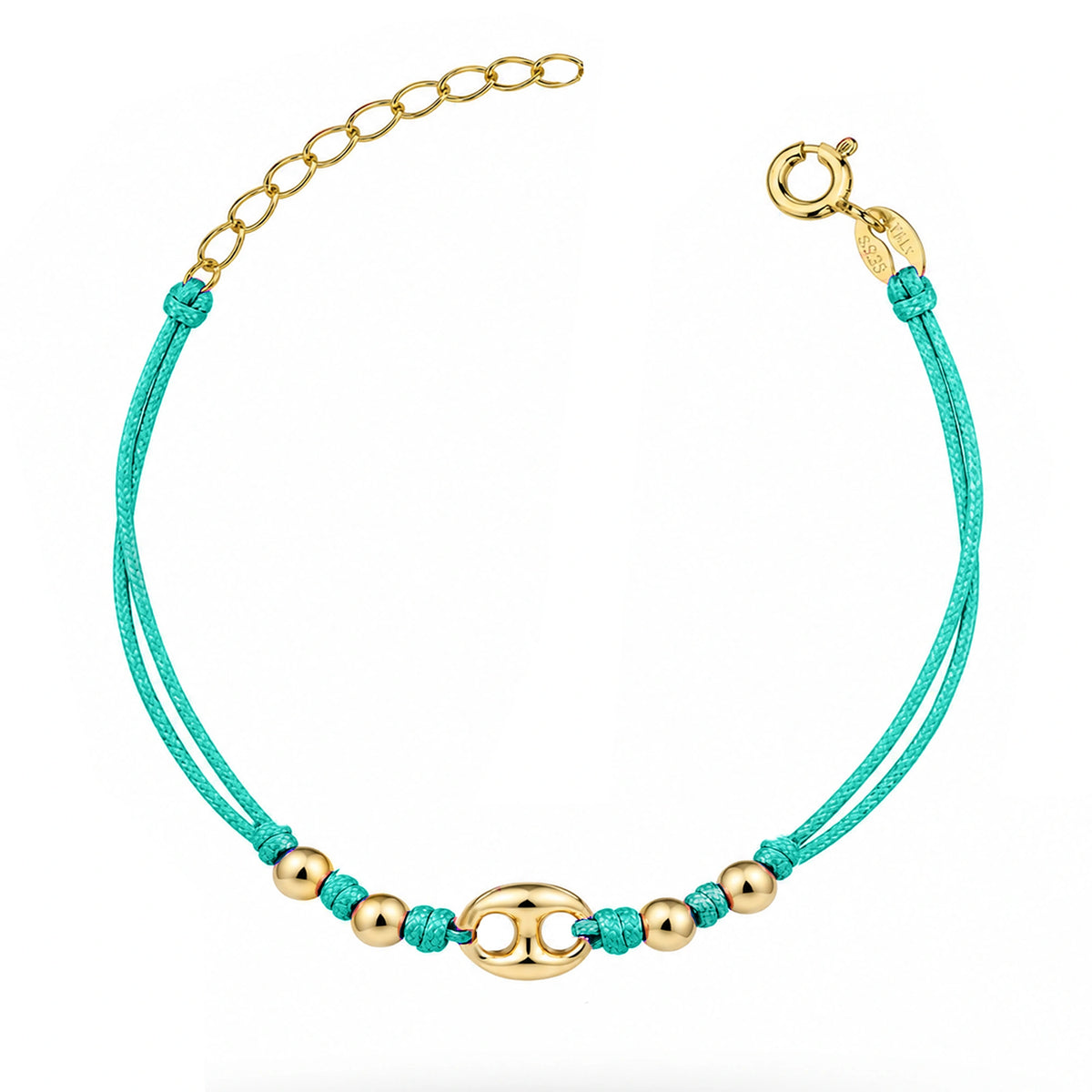 Bracciale Marina Argento Rodiato Cordino e Sfere