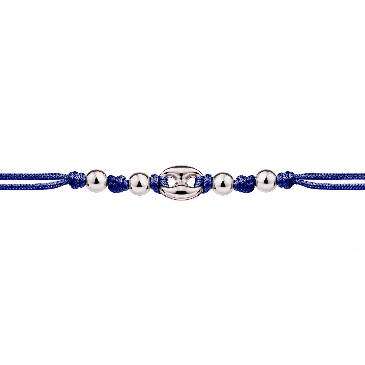 Bracciale Marina Argento Rodiato Cordino e Sfere