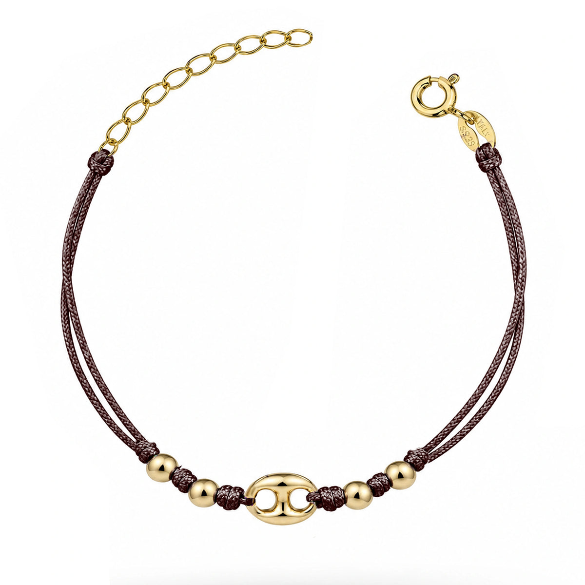 Bracciale Marina Argento Rodiato Cordino e Sfere