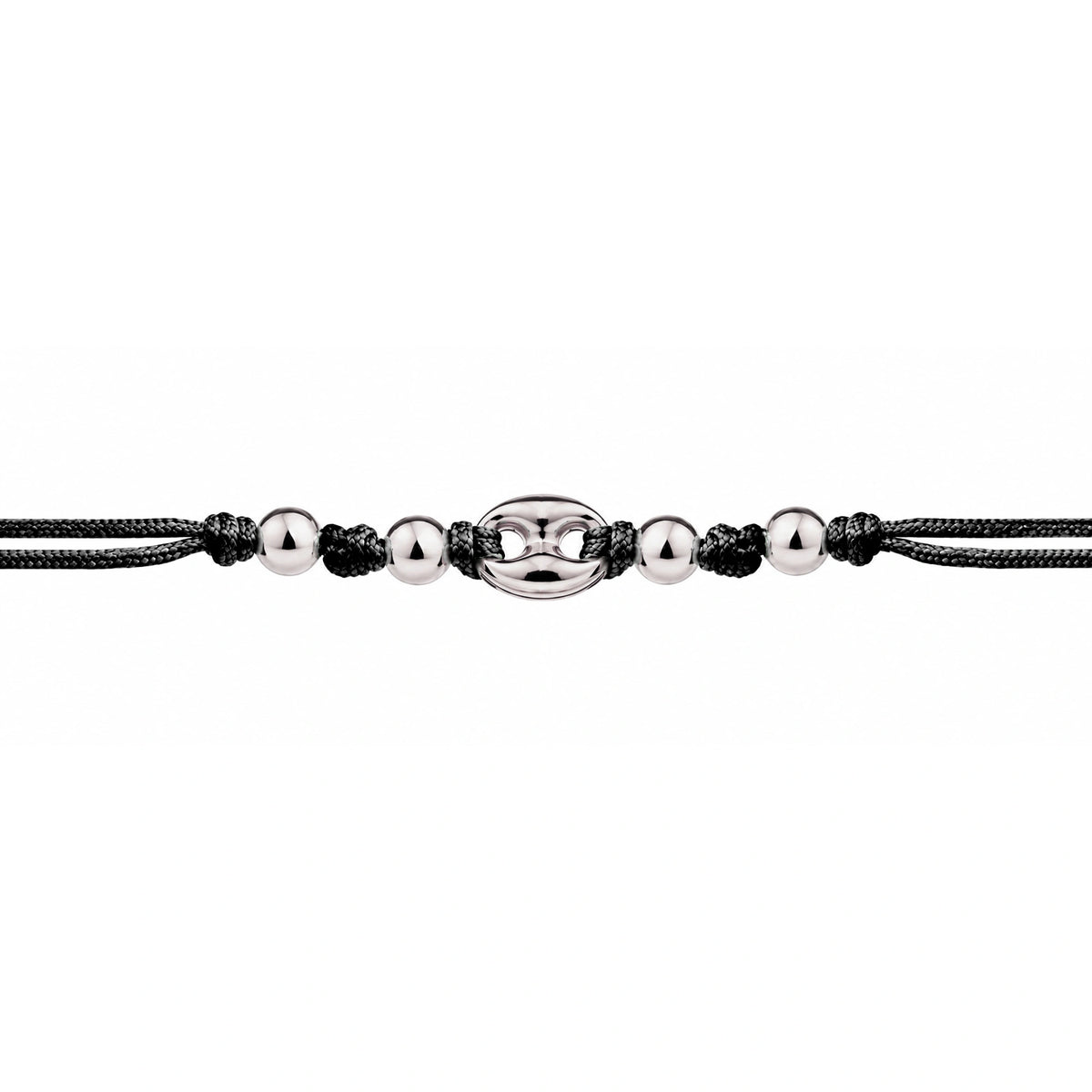 Bracciale Marina Argento Rodiato Cordino e Sfere