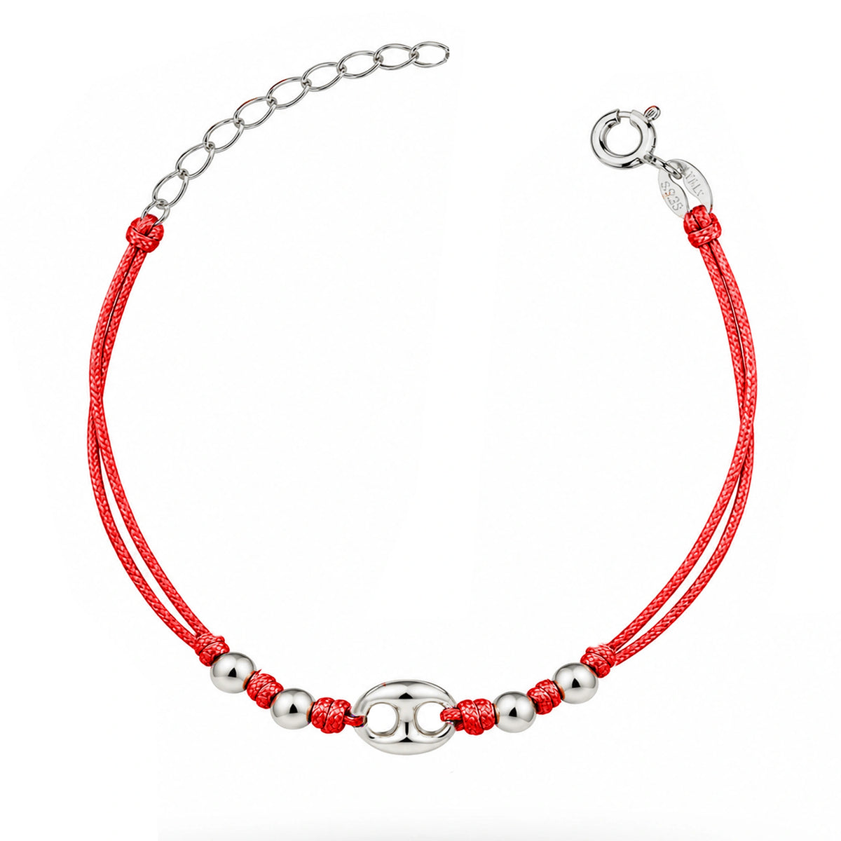 Bracciale Marina Argento Rodiato Cordino e Sfere
