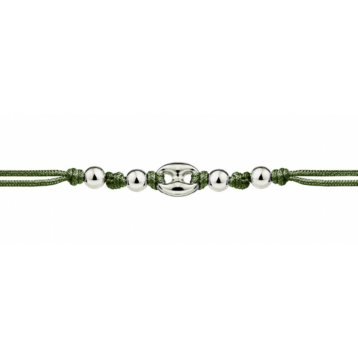 Bracciale Marina Argento Rodiato Cordino e Sfere