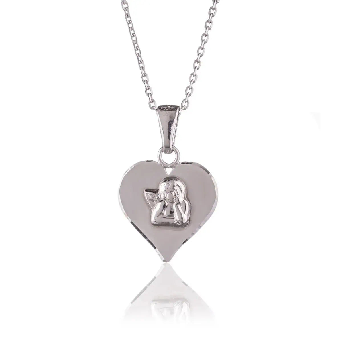Necklace with Thoughtful Little Angel on Heart