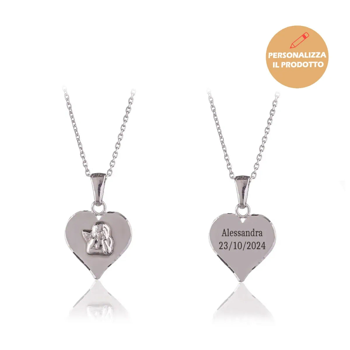 Necklace with Thoughtful Little Angel on Heart