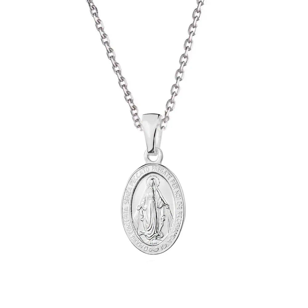 Necklace with Silver Miraculous Madonna Medal