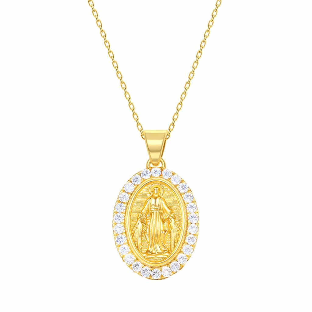 Collana Argento Madonna Miracolosa con Zirconi