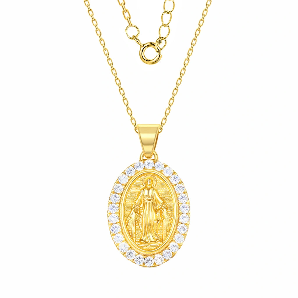 Collana Argento Madonna Miracolosa con Zirconi