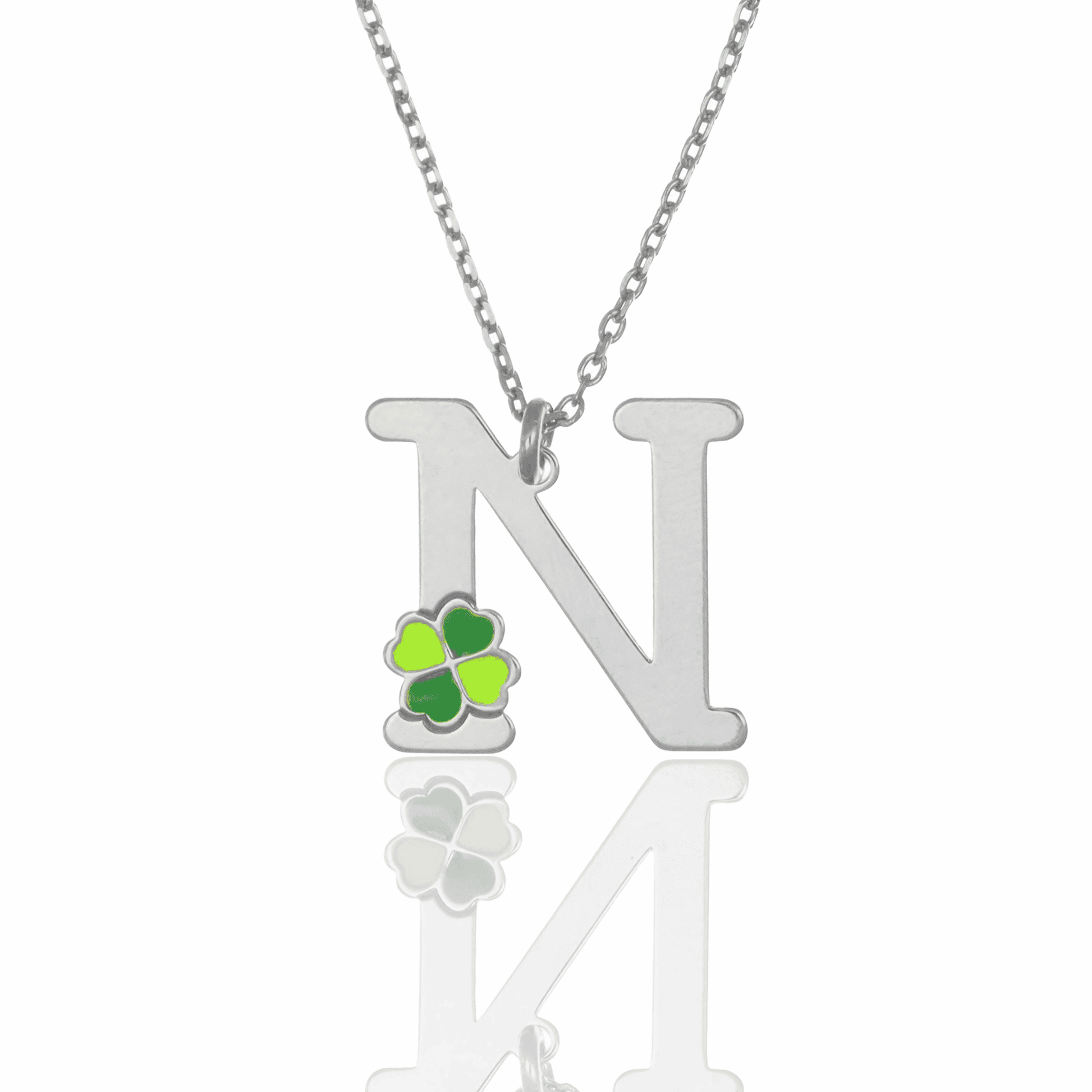 Collier Lettre et Trèfle Émaillé