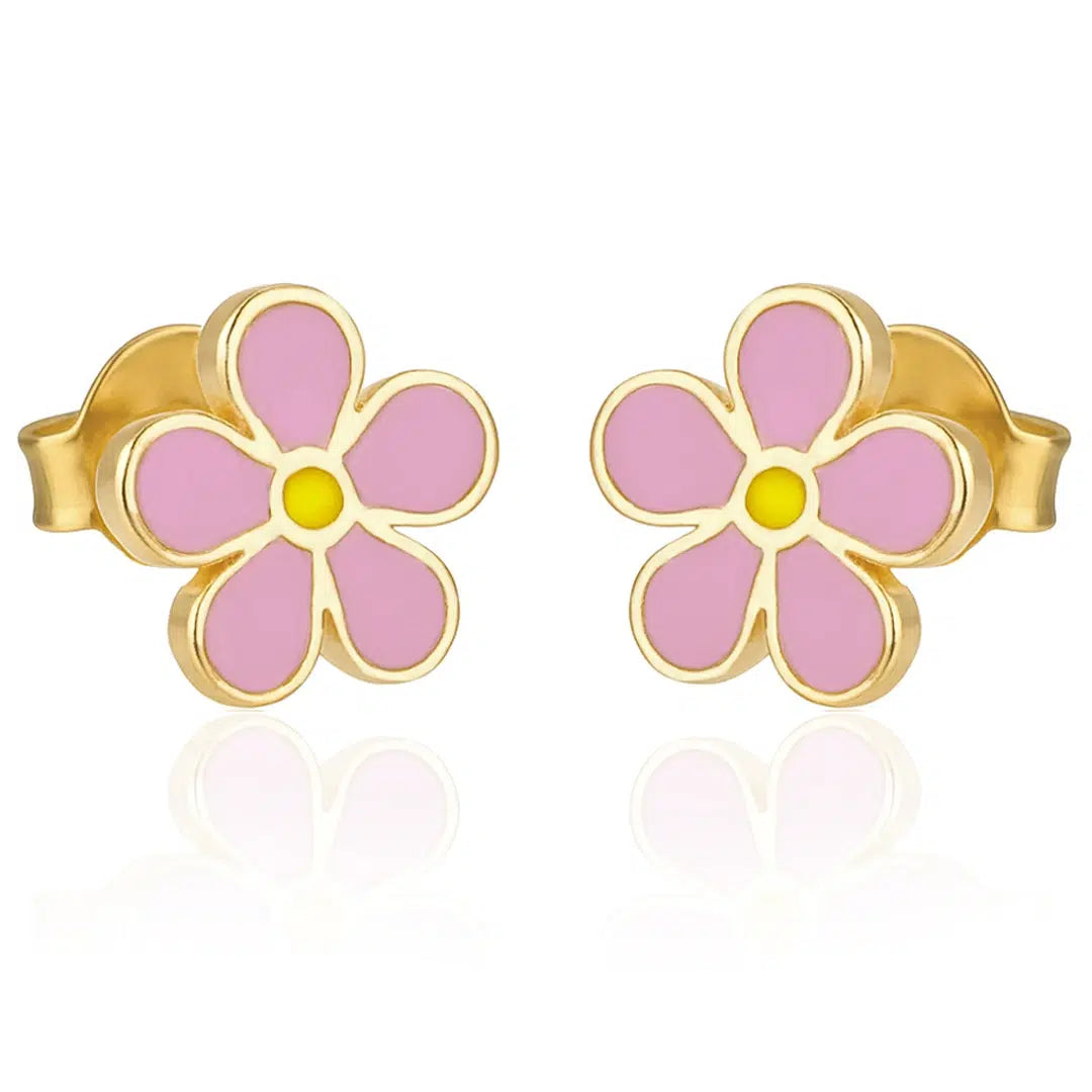 Boucles d'Oreilles en Argent avec Marguerites Émaillées