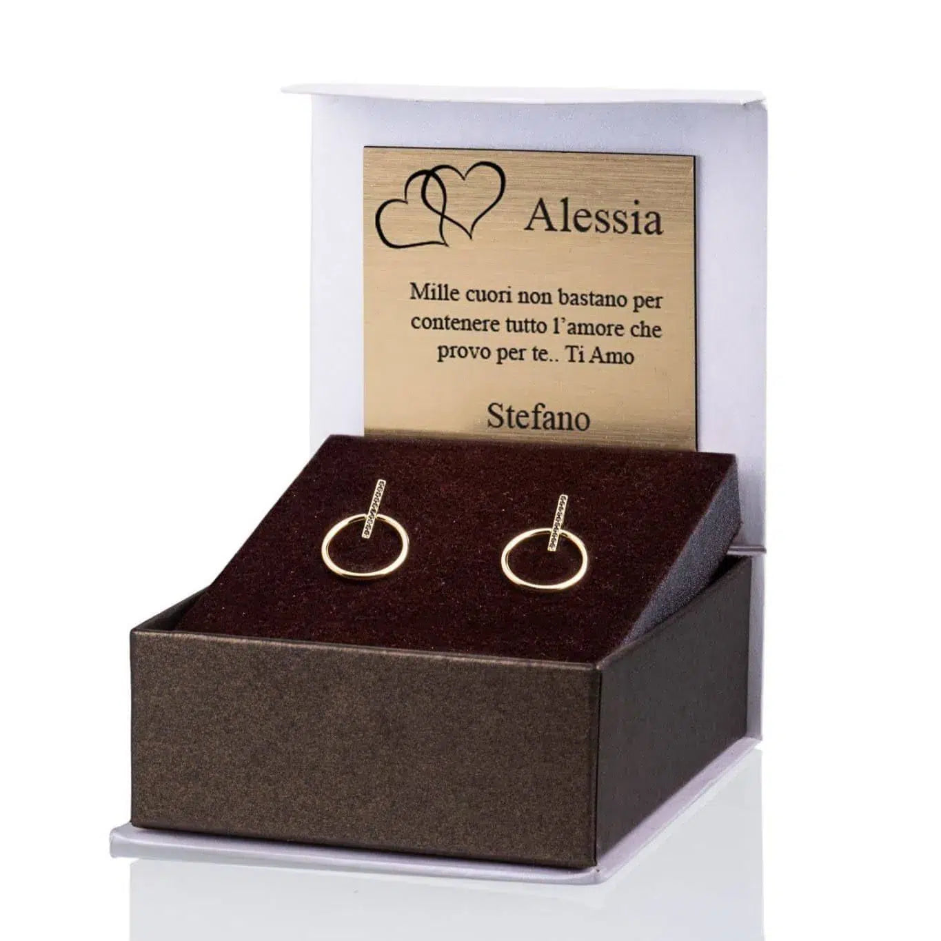 Orecchini Small Omega in Argento Dorati con Zirconi Neri