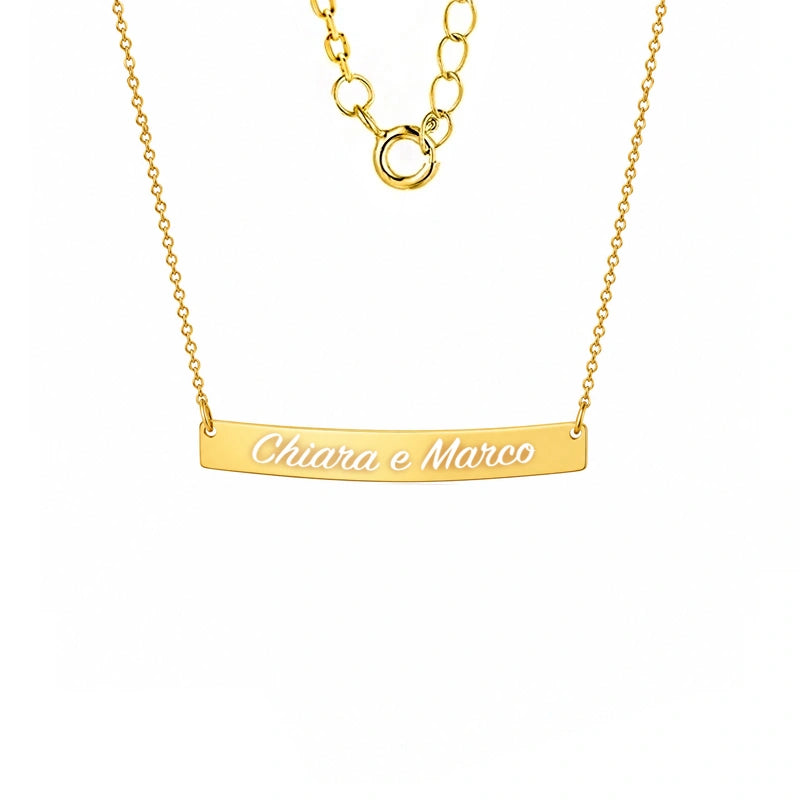Halskette aus Gold mit gravierbarer Plakette