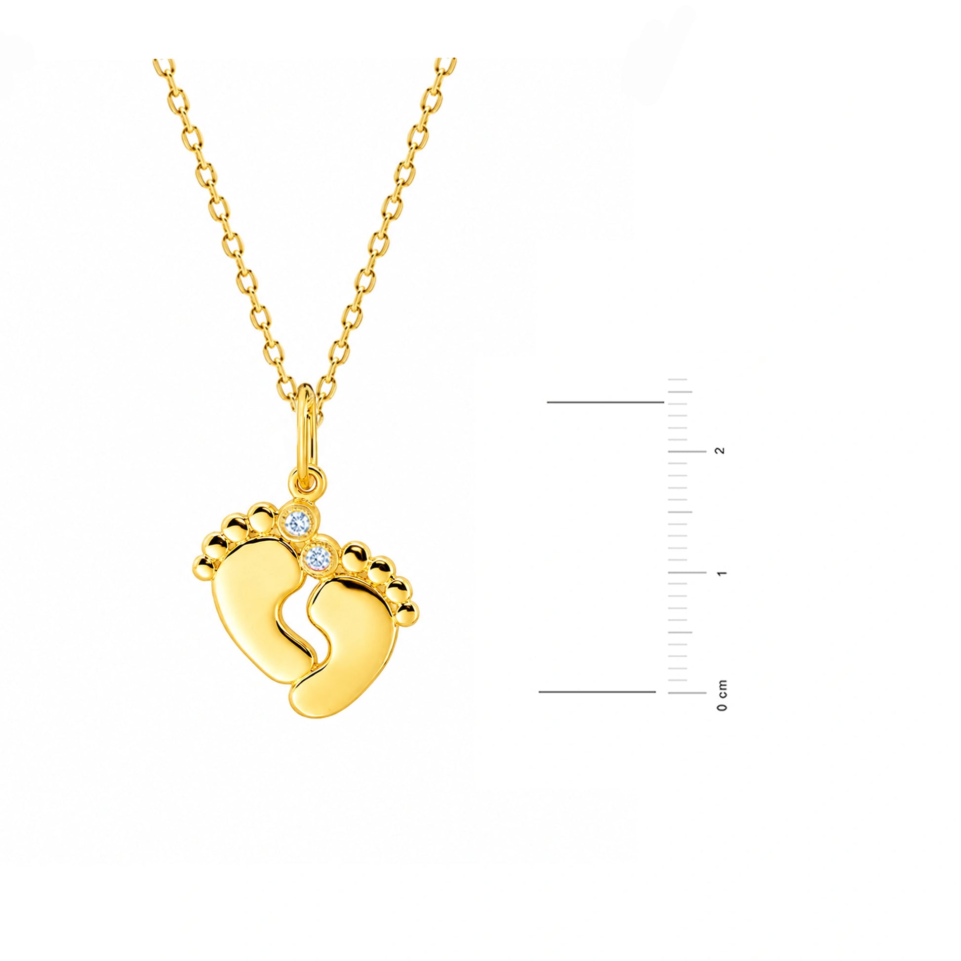 Collar de oro con pies grandes con circonitas blancas