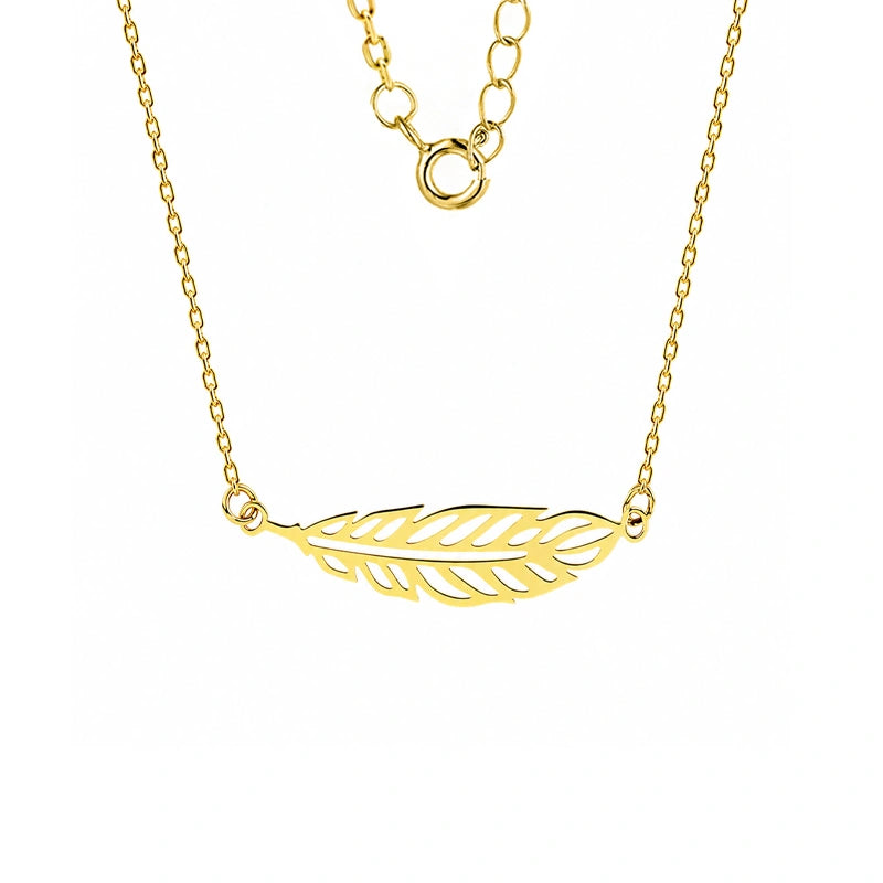 Halskette in Gold Feder