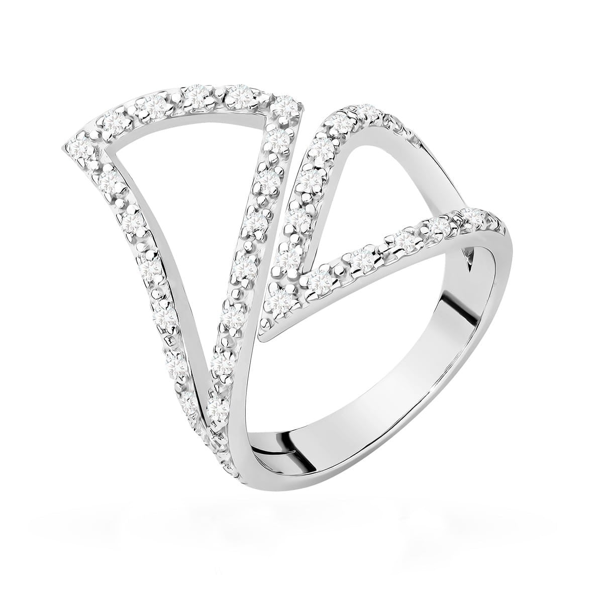 Silver Triangle Ring with Zirconia
