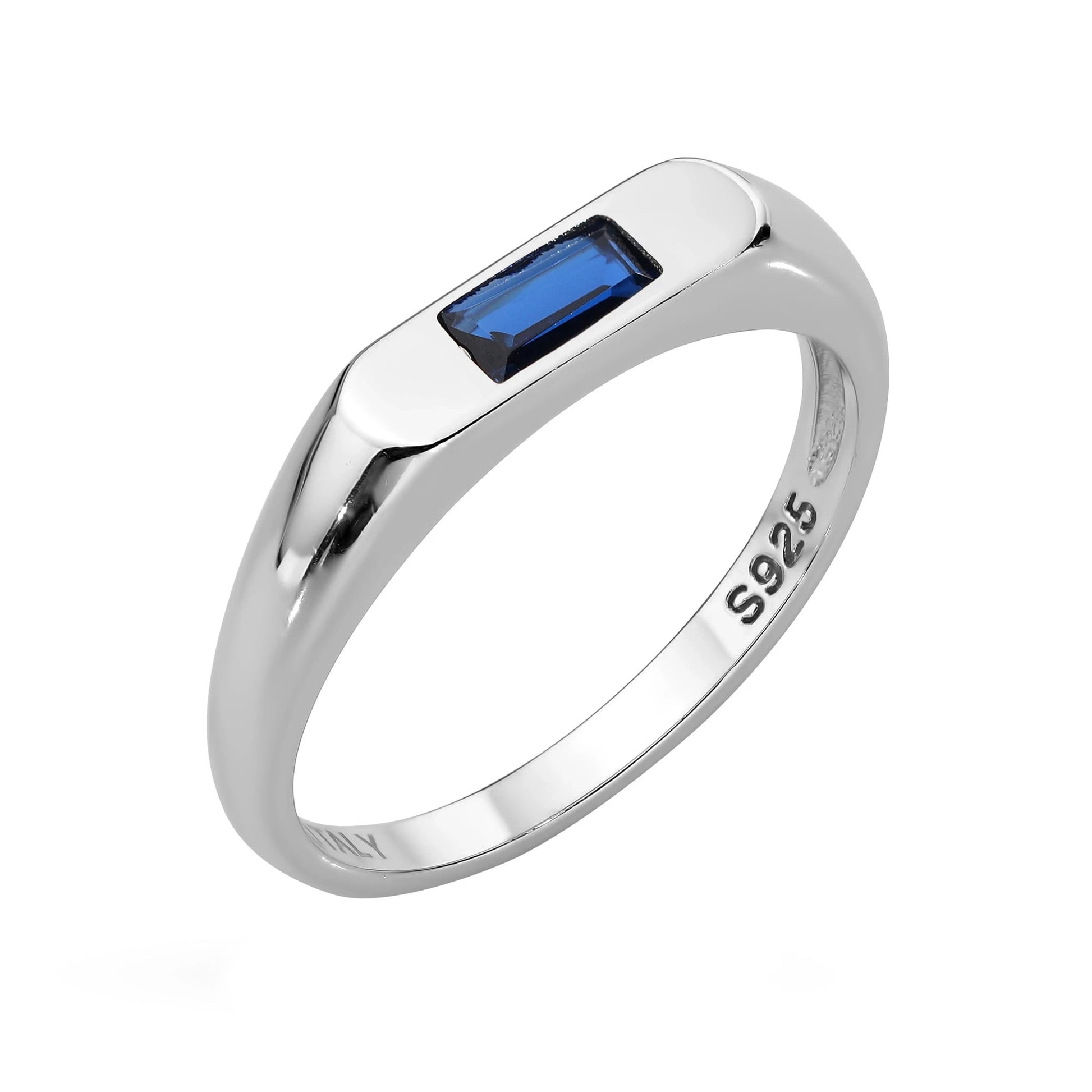 Anello Flat con Zircone Blu