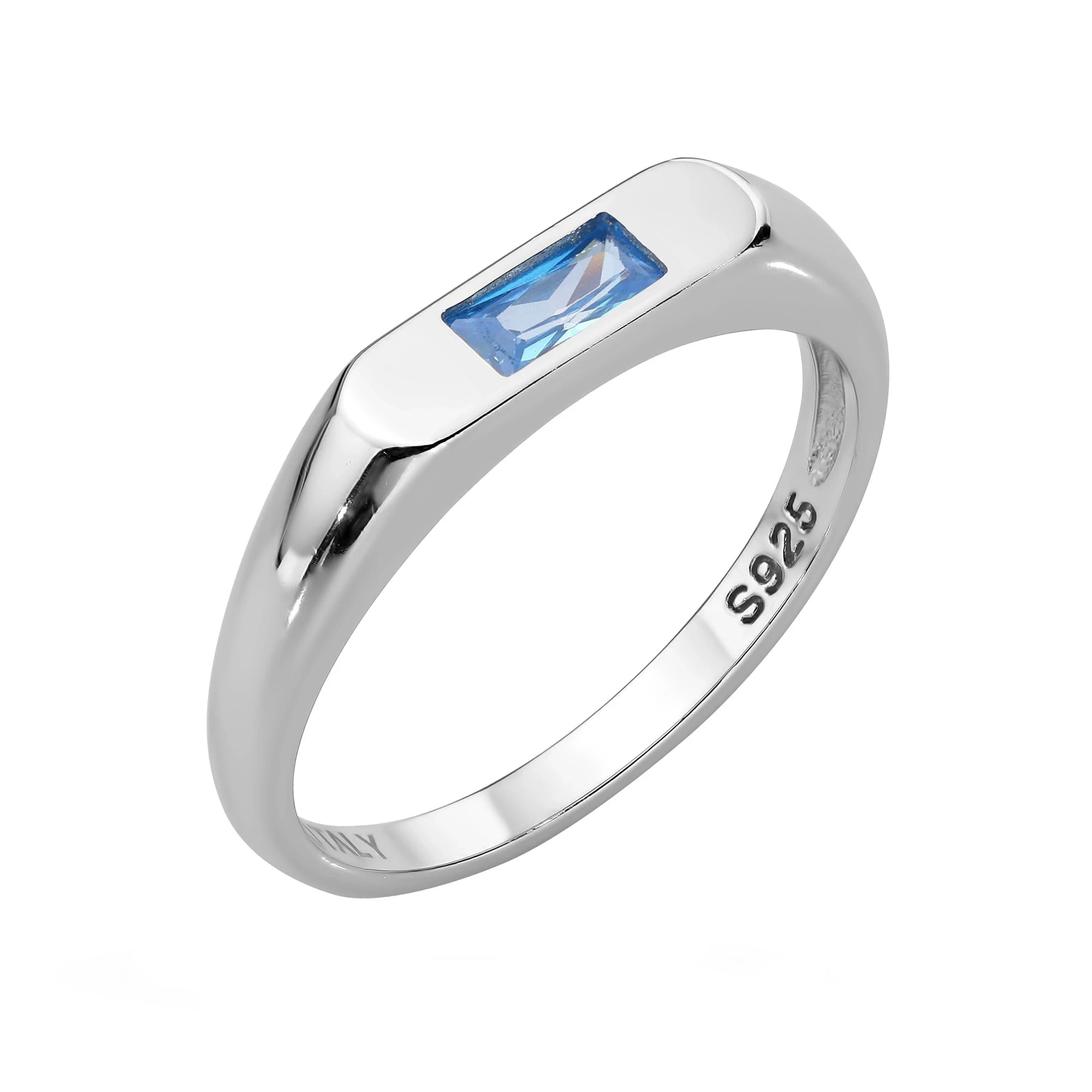 Anello Flat con Zircone Azzurro