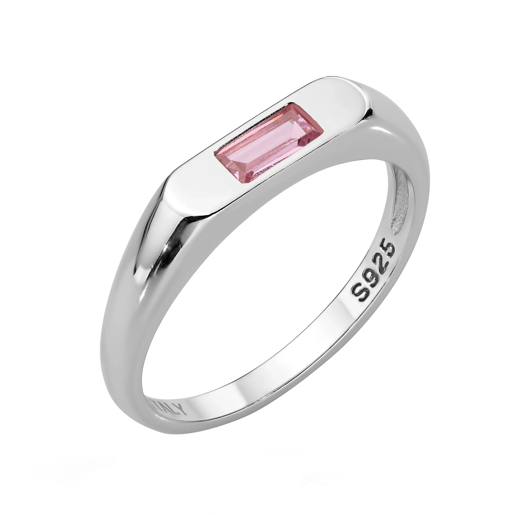 Anello Flat con Zircone Rosa