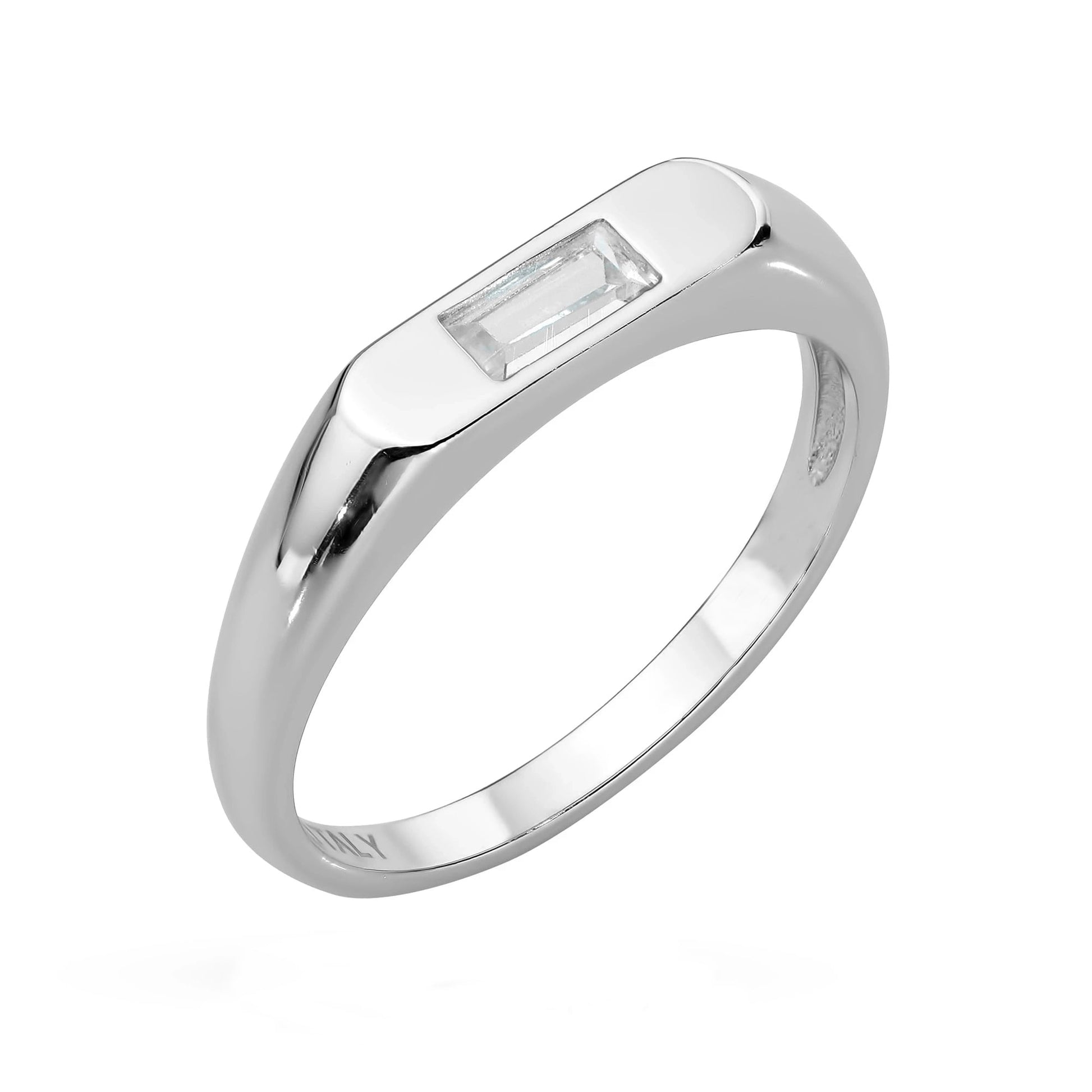 Anello Flat con Zircone Bianco