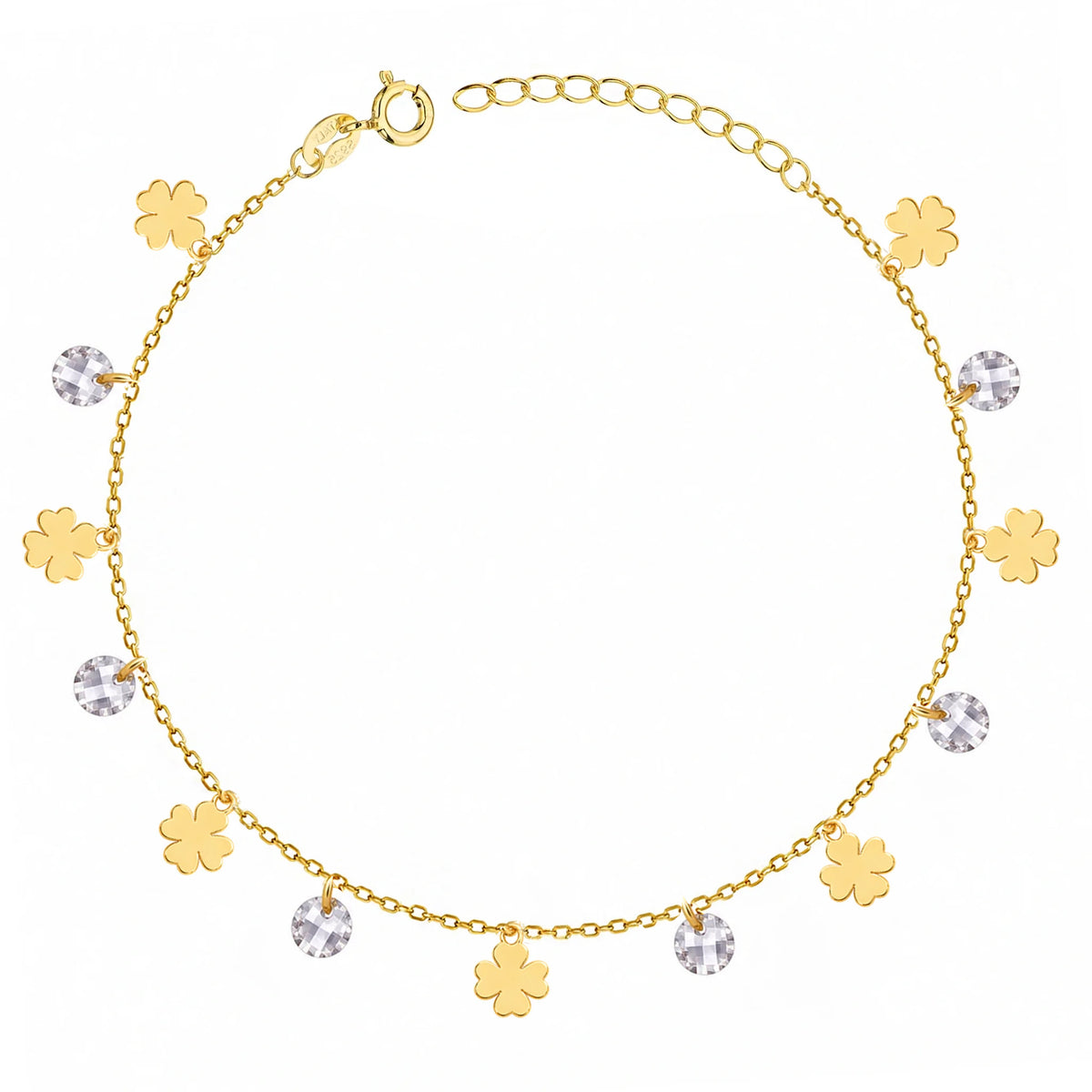Armband aus Silber Kleeblatt Steine