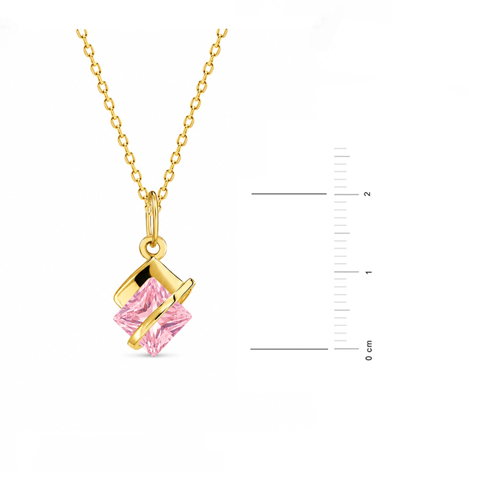 Rhomboid Necklace with Pink Zirconia