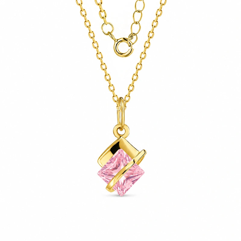 Collana Rombo con Zirconi Rosa