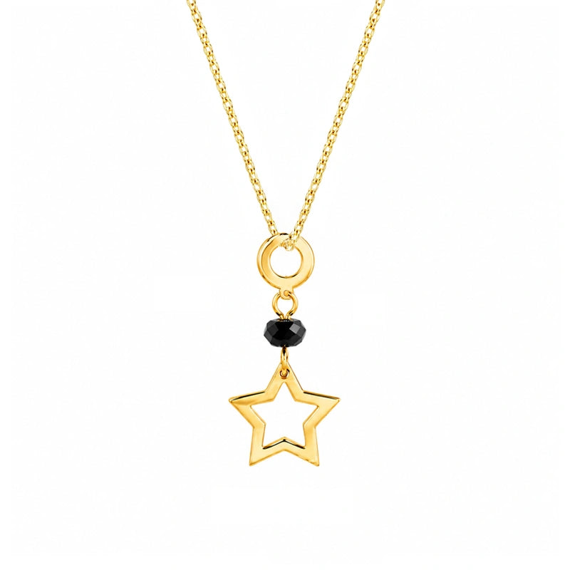 Gold Necklace with Stone and Star