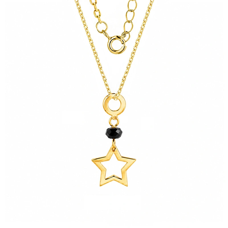 Gold Necklace with Stone and Star