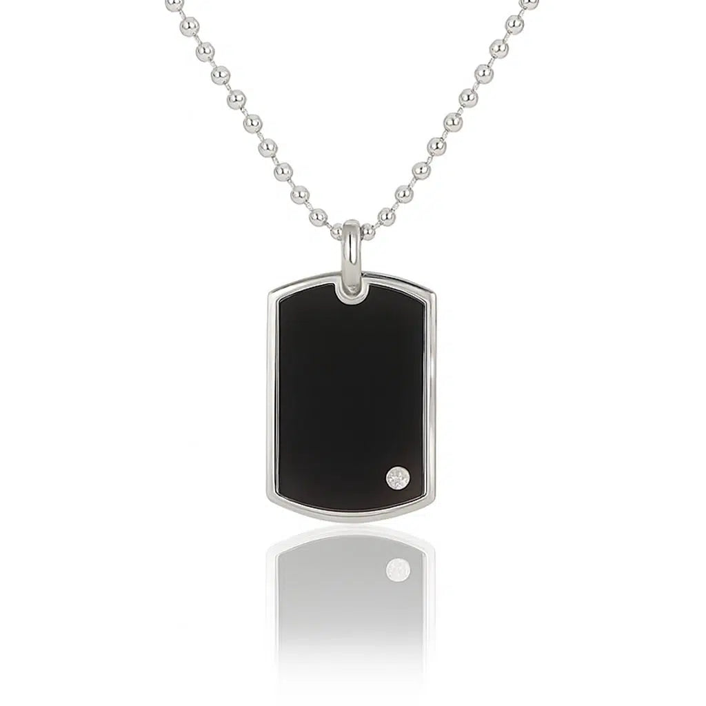 Collar Militar con Placa Negra y Punto de Luz