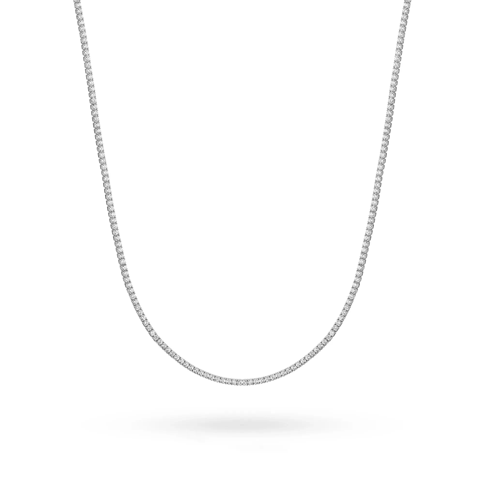 Collana Tennis in Oro Bianco 14 KT e Zirconi Bianchi