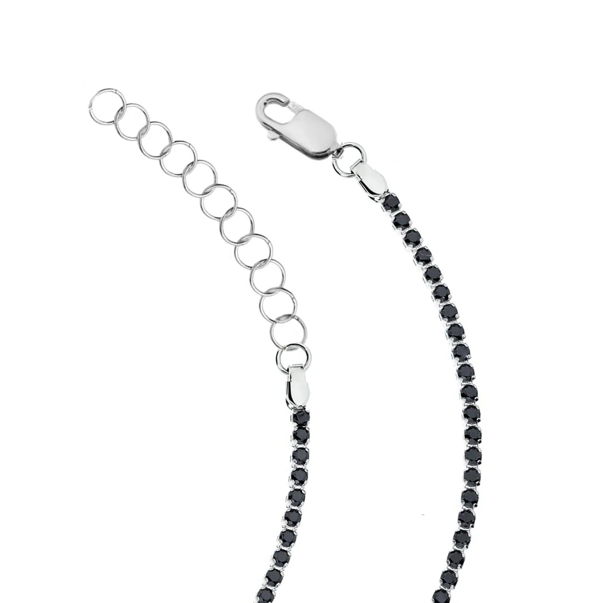 Tennis-Halskette aus 14-Karat-Weißgold mit schwarzen Zirkonen