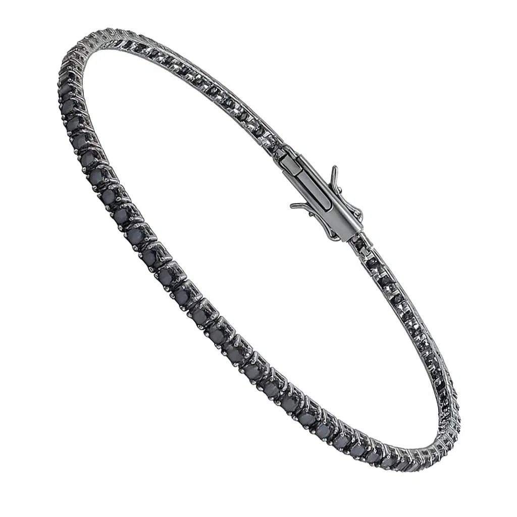 Bracciale Tennis in Argento con Zirconi Neri