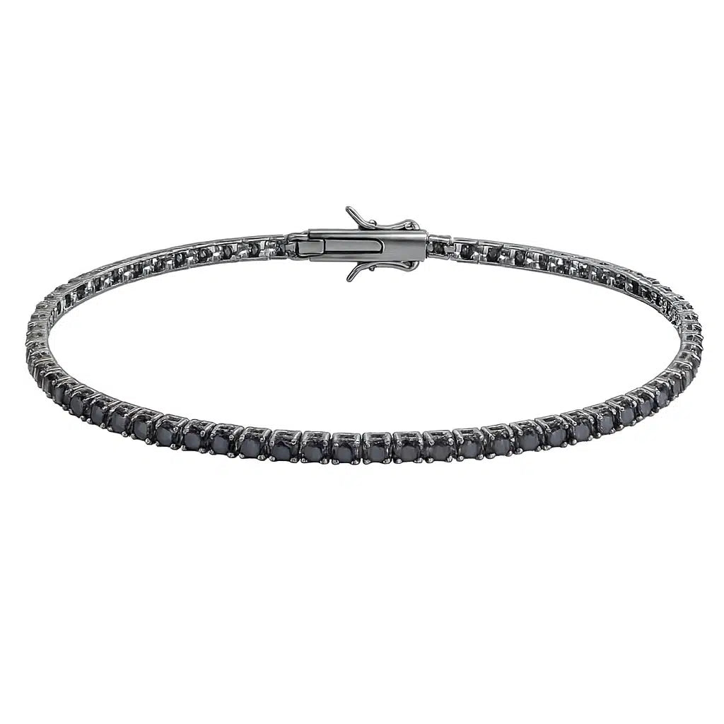 Bracciale Tennis in Argento con Zirconi Neri