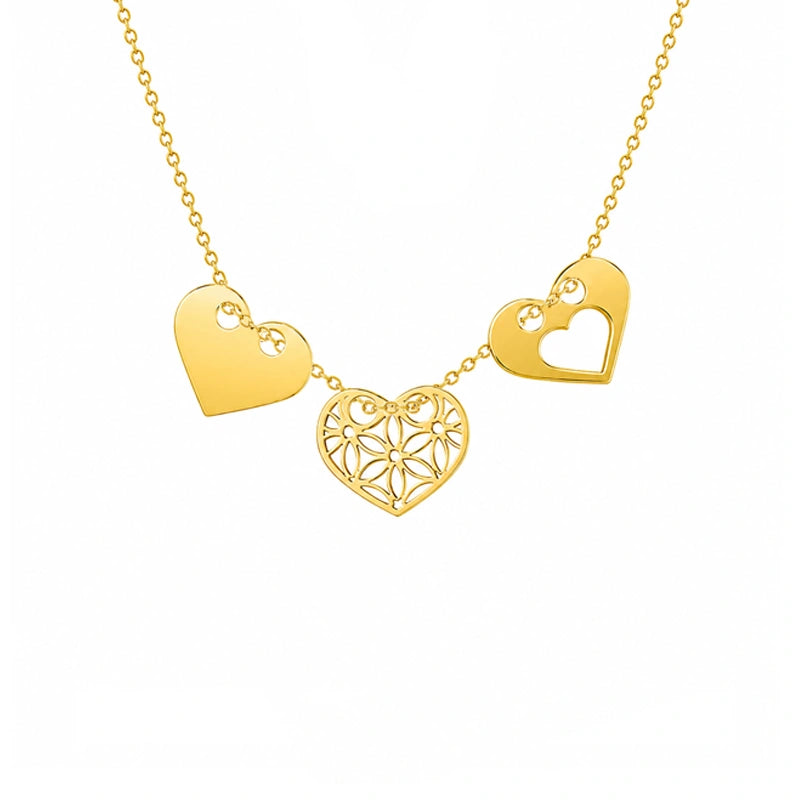 Halskette aus Gold Drei Herzen