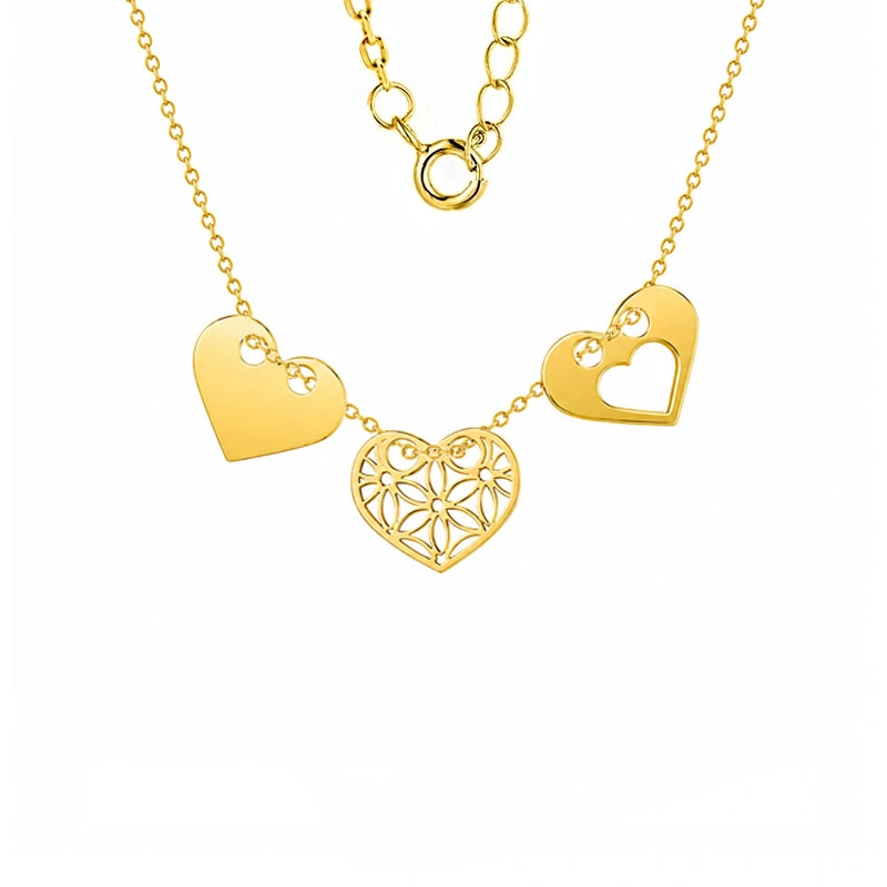 Halskette aus Gold Drei Herzen