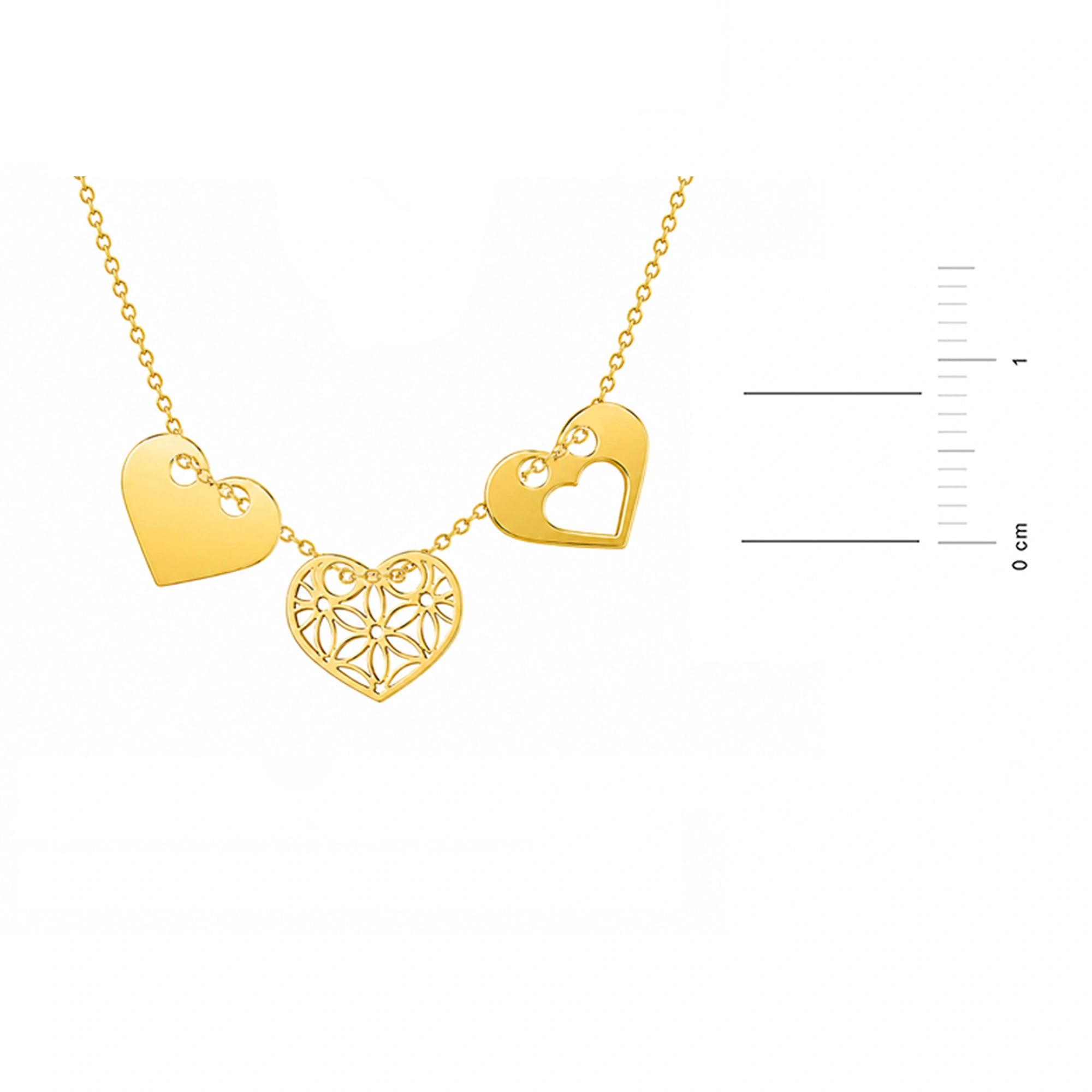 Halskette aus Gold Drei Herzen