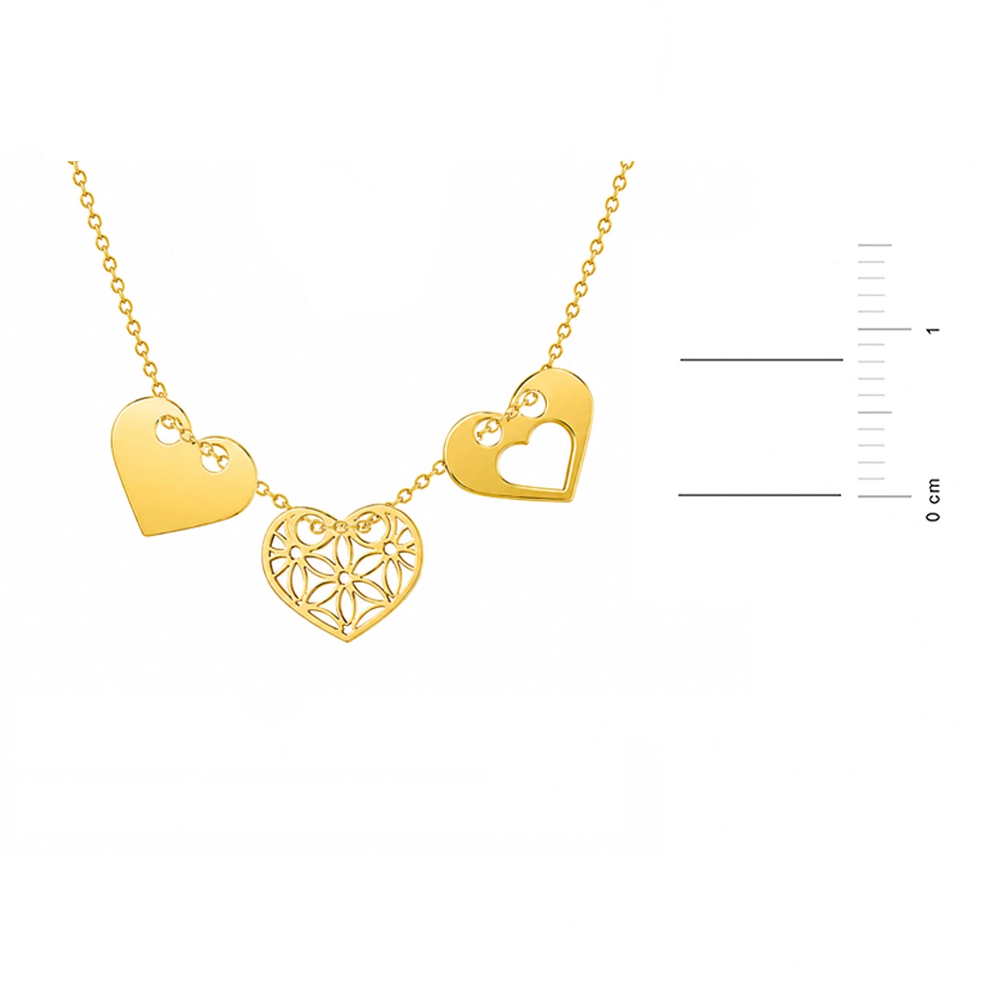 Halskette aus Gold Drei Herzen